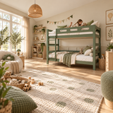 Green Wooden Bunk Bed that Splits into Two Single Beds