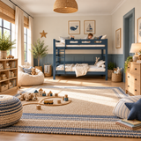 Blue Wooden Bunk Bed that Splits into Two Single Beds