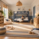Blue Wooden Bunk Bed that Splits into Two Single Beds