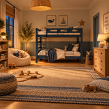 Blue Wooden Bunk Bed that Splits into Two Single Beds