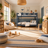 Blue Wooden Bunk Bed that Splits into Two Single Beds