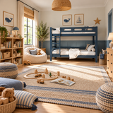 Blue Wooden Bunk Bed that Splits into Two Single Beds