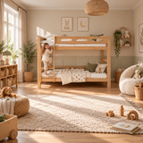 Natural Pine Wooden Bunk Bed that Splits into Two Single Beds