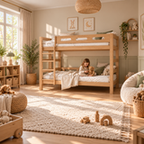 Natural Pine Wooden Bunk Bed that Splits into Two Single Beds