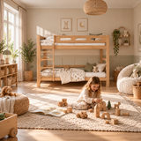 Natural Pine Wooden Bunk Bed that Splits into Two Single Beds