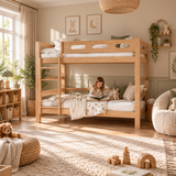 Natural Pine Wooden Bunk Bed that Splits into Two Single Beds
