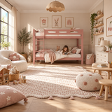 Pink Wooden Bunk Bed that Splits into Two Single Beds
