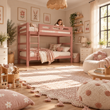 Pink Wooden Bunk Bed that Splits into Two Single Beds