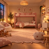 Pink Wooden Bunk Bed that Splits into Two Single Beds