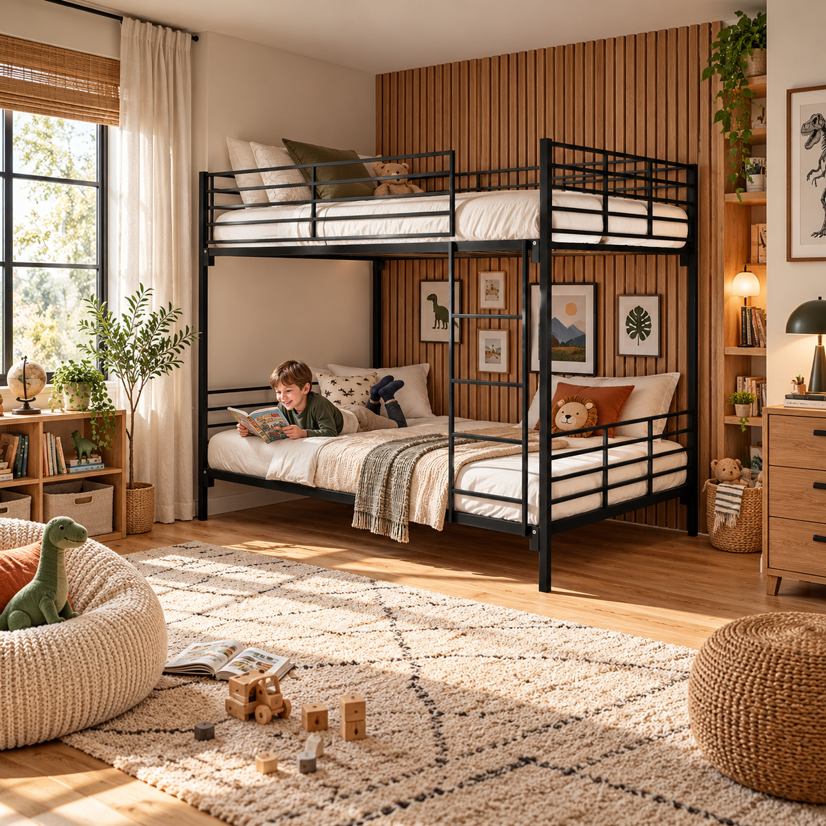 Black Metal Double Bunk Bed in Small Double or Double