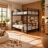 Black Metal Double Bunk Bed in Small Double or Double