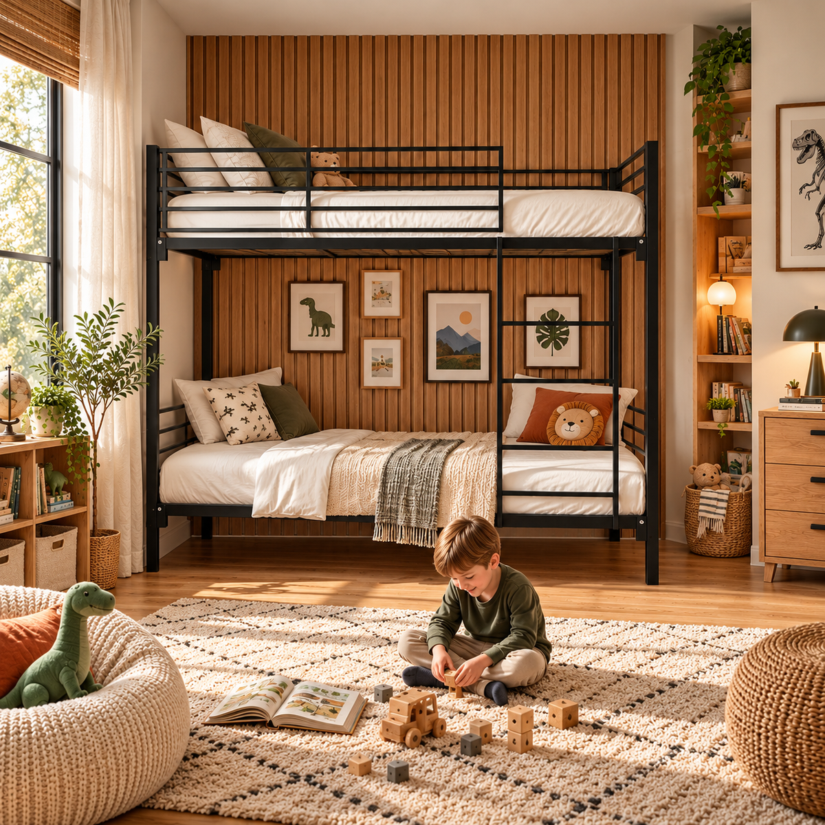 Black Metal Double Bunk Bed in Small Double or Double