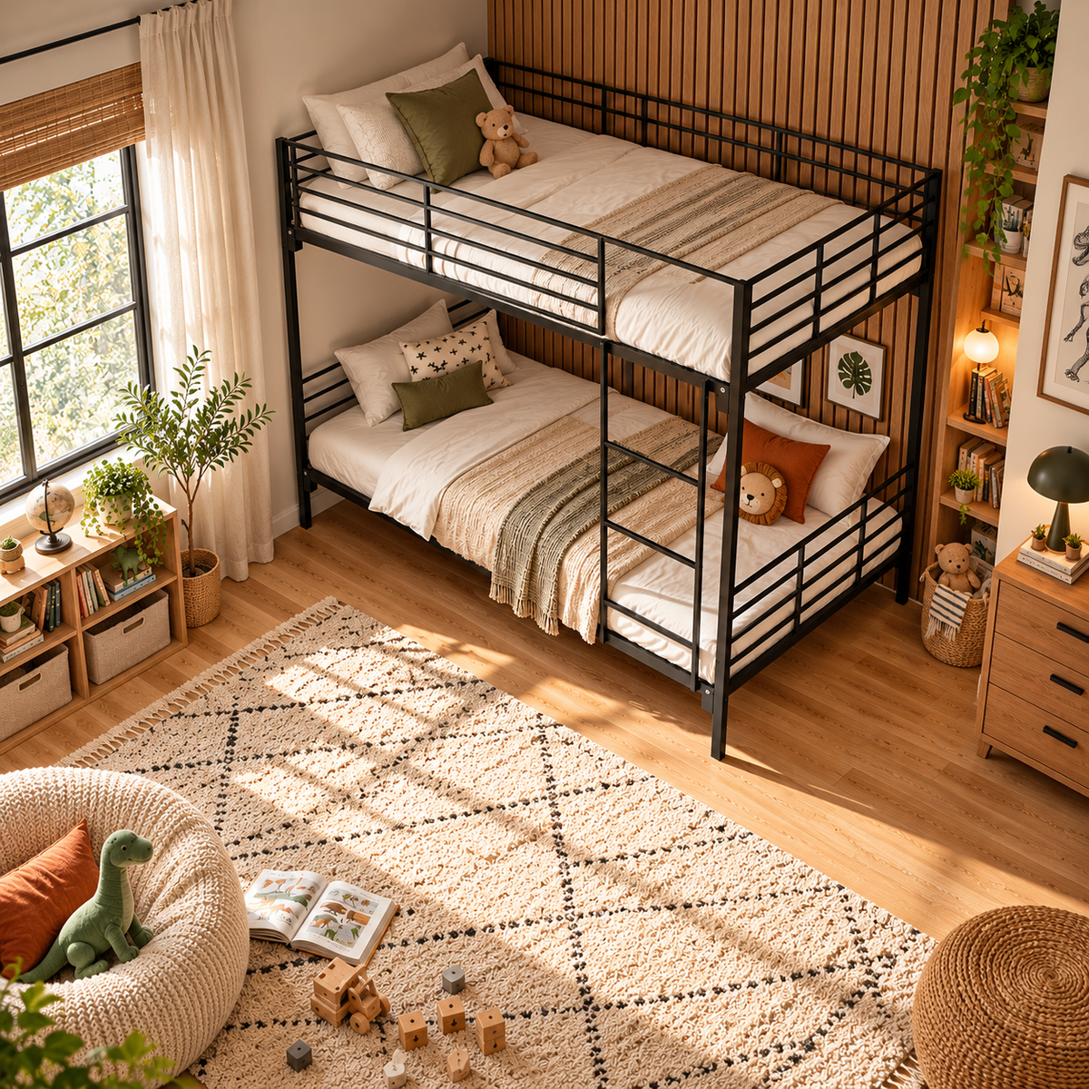Black Metal Double Bunk Bed in Small Double or Double