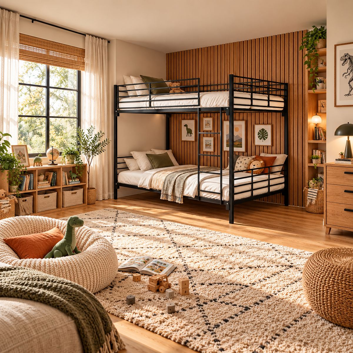 Black Metal Double Bunk Bed in Small Double or Double