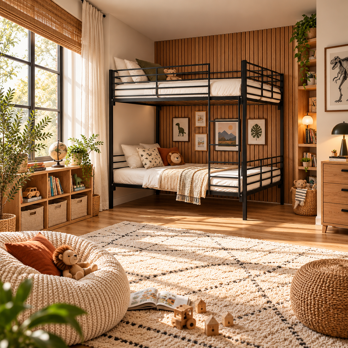 Black Metal Double Bunk Bed in Small Double or Double