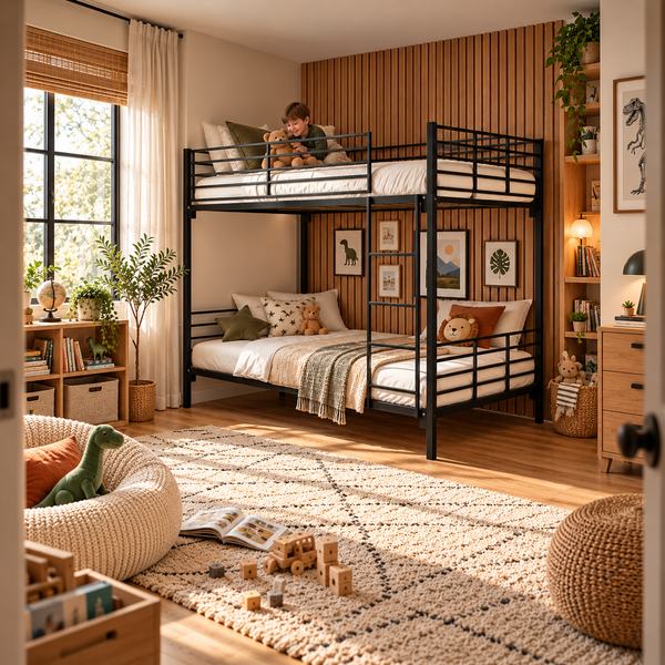 Black Metal Double Bunk Bed in Small Double or Double