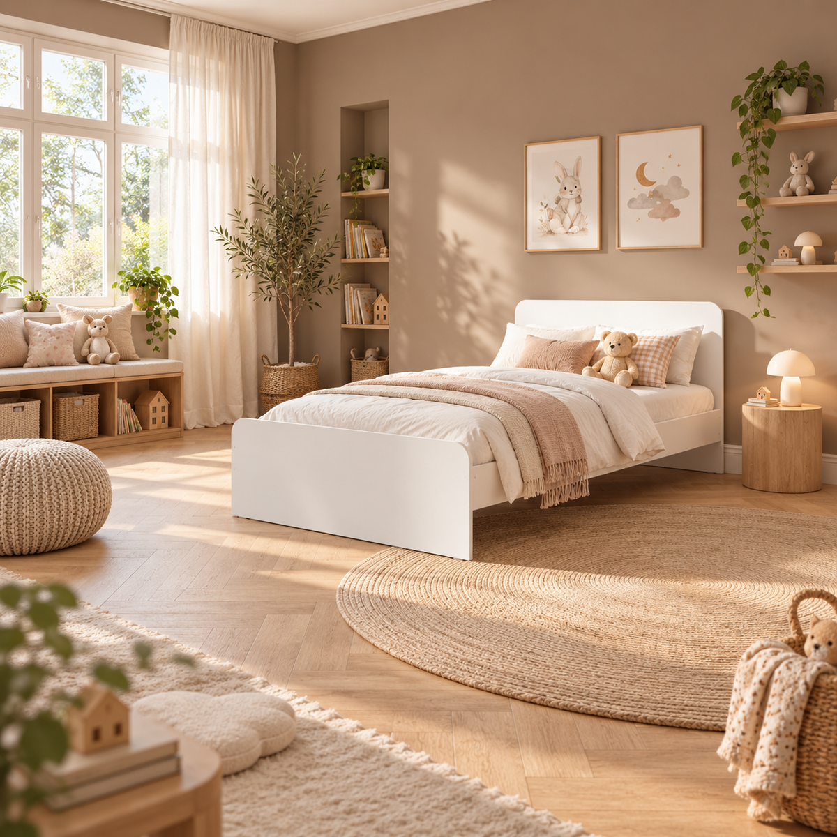 White Small Double Bed Frame for Kids, Teens and Guest Rooms