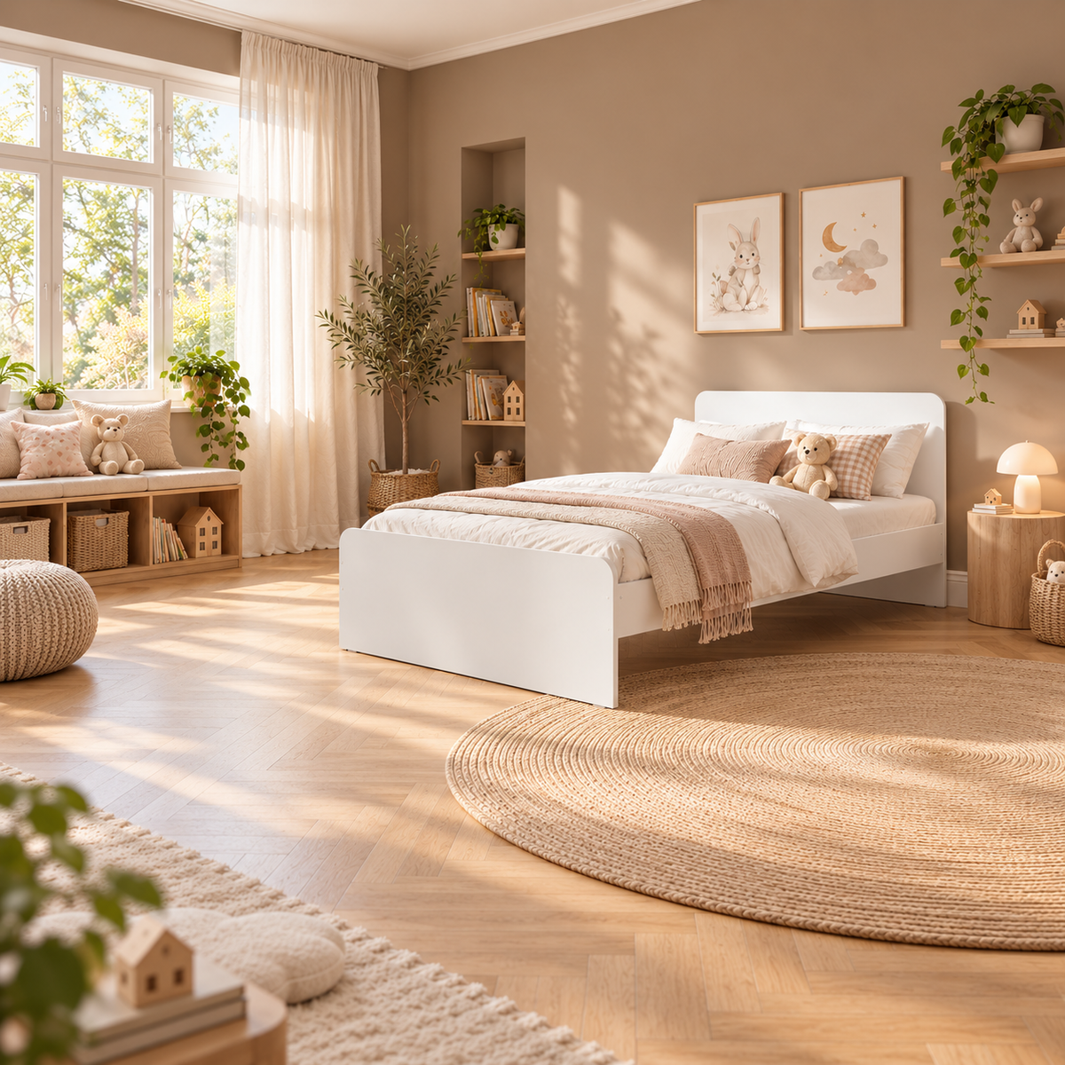 White Small Double Bed Frame for Kids, Teens and Guest Rooms