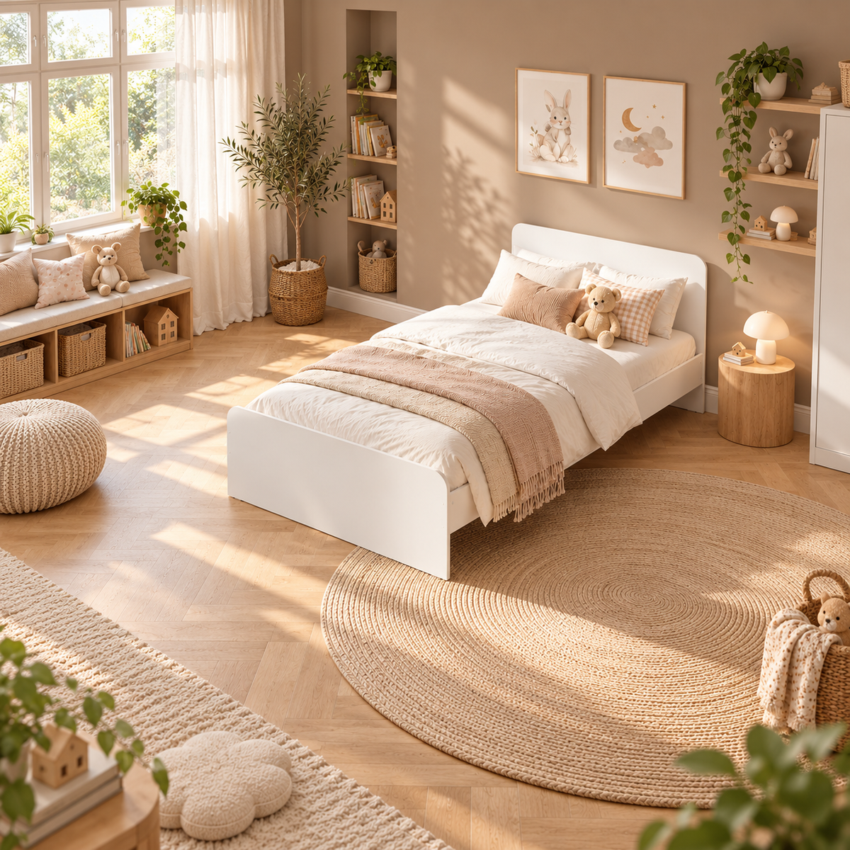White Small Double Bed Frame for Kids, Teens and Guest Rooms