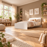 White Small Double Bed Frame for Kids, Teens and Guest Rooms