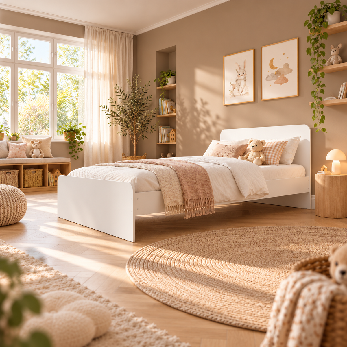 White Small Double Bed Frame for Kids, Teens and Guest Rooms