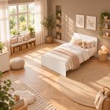 White Small Double Bed Frame for Kids, Teens and Guest Rooms