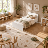White Single Bed Frame with Solid Slatted Base for Kids and Guest Rooms