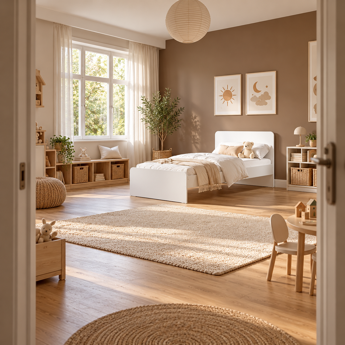 White Single Bed Frame with Solid Slatted Base for Kids and Guest Rooms