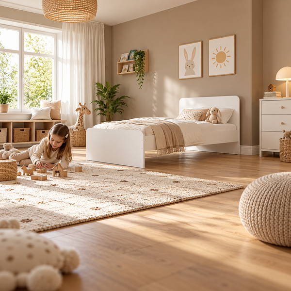 White Single Bed Frame with Solid Slatted Base for Kids and Guest Rooms