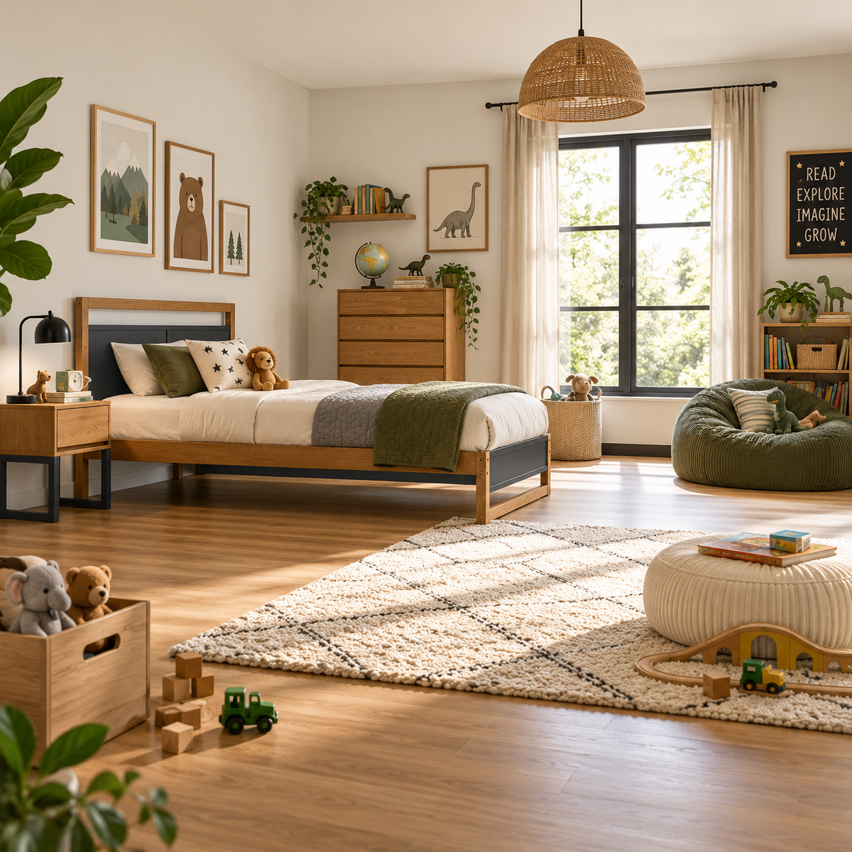 Oak Veneer Wooden King Size Bed Frame with Sprung Slatted Base
