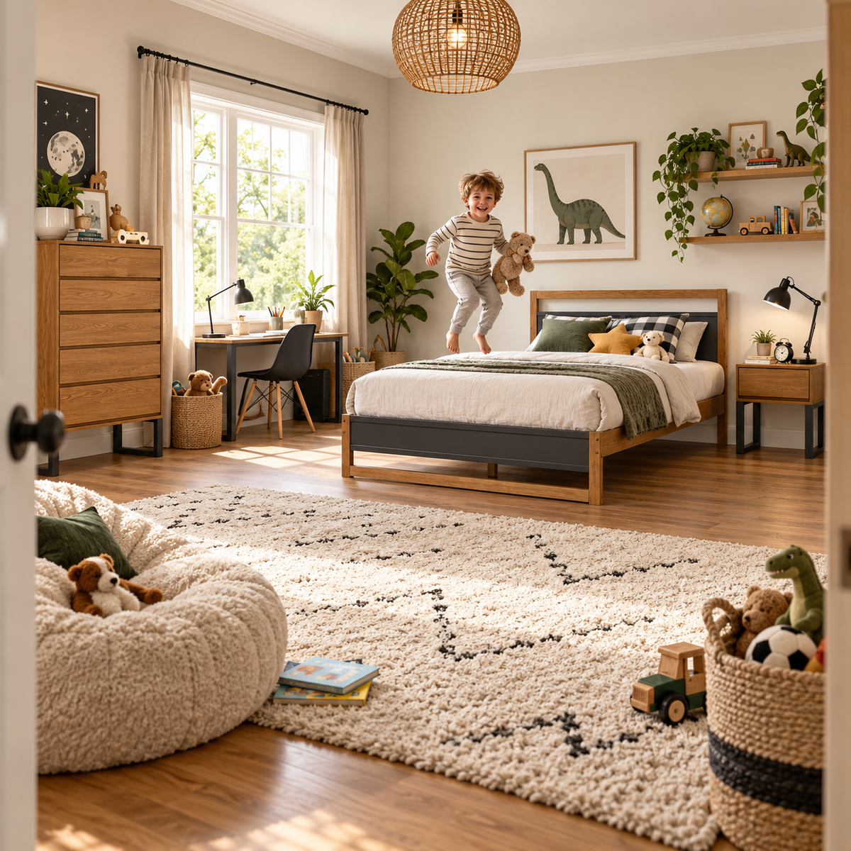 Oak Veneer Wooden King Size Bed Frame with Sprung Slatted Base