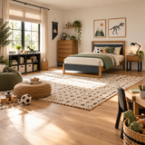 Oak Veneer Wooden King Size Bed Frame with Sprung Slatted Base