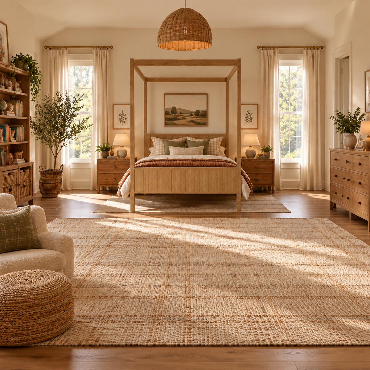 Solid Pine Four Poster Bed Frame in Natural, Double, King or Super King