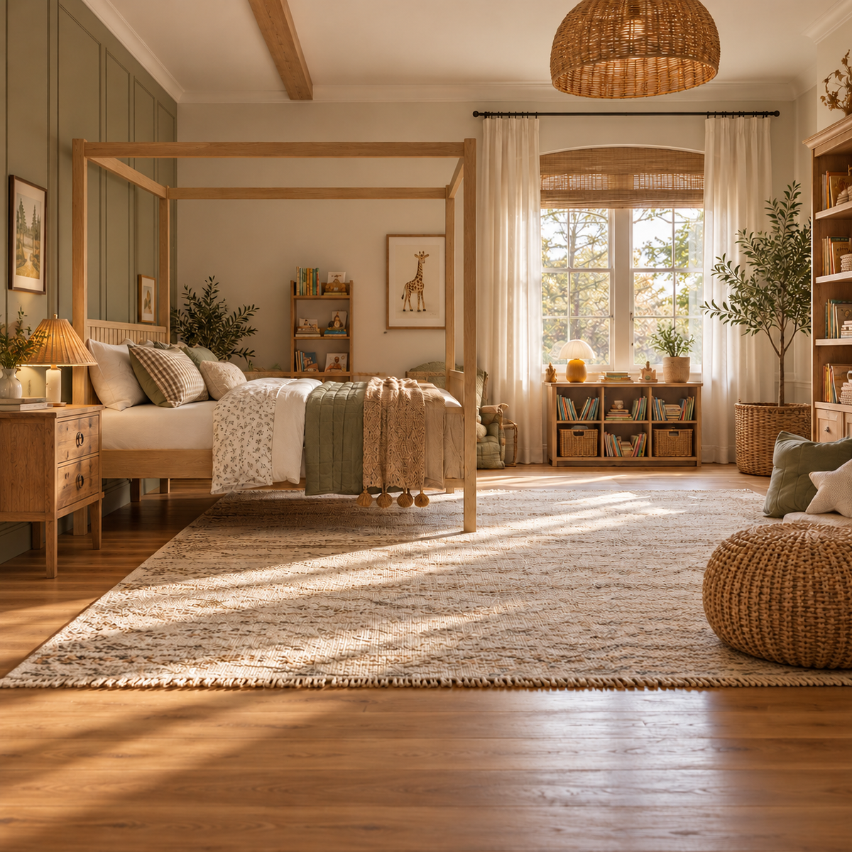 Solid Pine Four Poster Bed Frame in Natural, Double, King or Super King