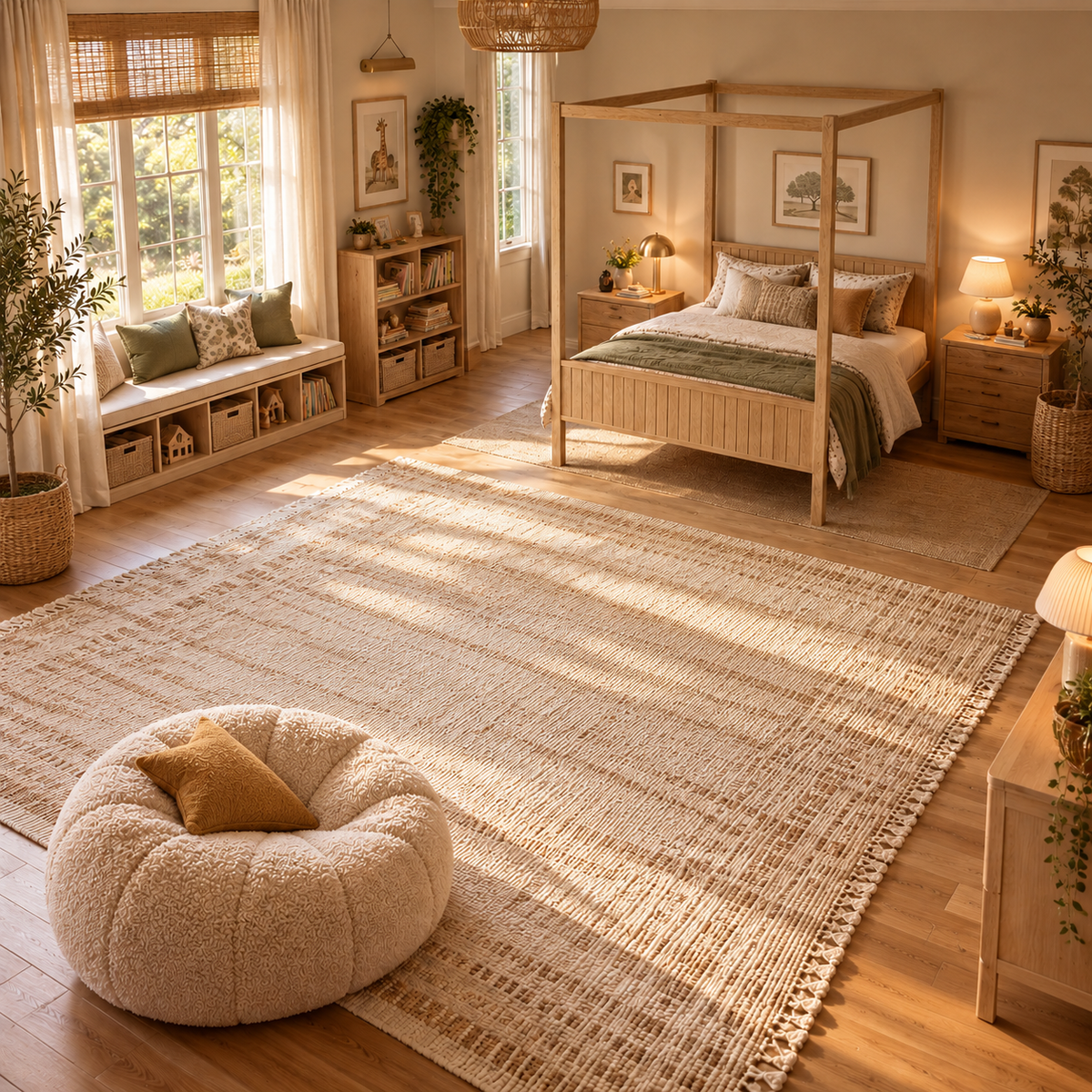 Solid Pine Four Poster Bed Frame in Natural, Double, King or Super King