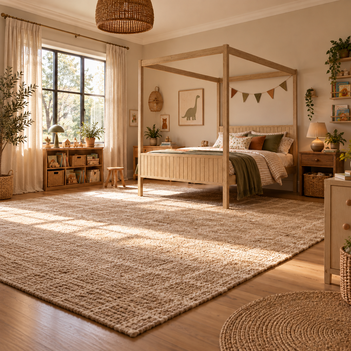 Solid Pine Four Poster Bed Frame in Natural, Double, King or Super King