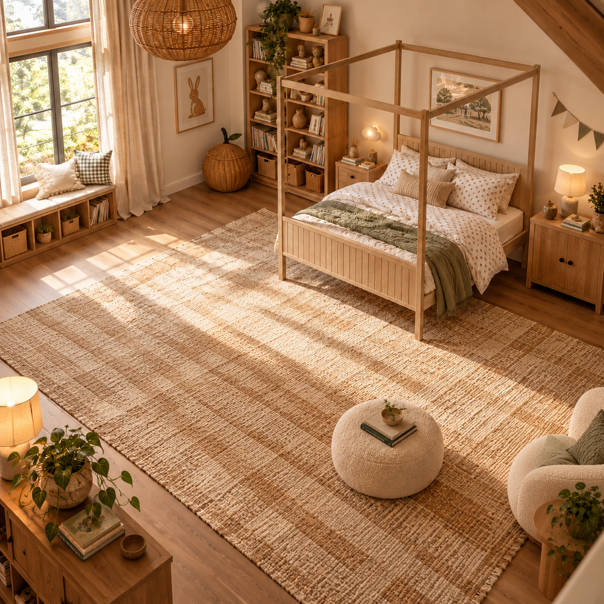 Solid Pine Four Poster Bed Frame in Natural, Double, King or Super King