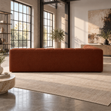 2 Seater Channel Tufted Sofa with Footstool in Burnt Orange Chenille