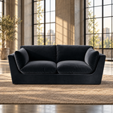 3 Seater Minimalist Sofa in Black Velvet