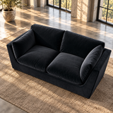 3 Seater Minimalist Sofa in Black Velvet