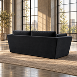 3 Seater Minimalist Sofa in Black Velvet
