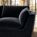 3 Seater Minimalist Sofa in Black Velvet