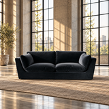 3 Seater Minimalist Sofa in Black Velvet