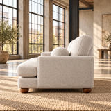 2 Seater Boucle Sofa in Beige with Ball Feet