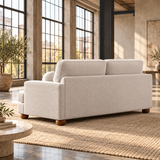 2 Seater Boucle Sofa in Beige with Ball Feet