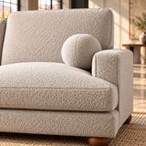 2 Seater Boucle Sofa in Beige with Ball Feet