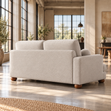 3 Seater Boucle Sofa in Beige with Ball Feet