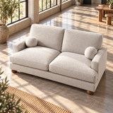 3 Seater Boucle Sofa in Beige with Ball Feet
