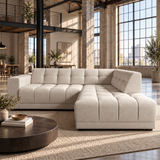 3 Seater Right Hand Corner Sofa in Cream Faux Suede