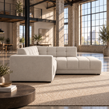 3 Seater Right Hand Corner Sofa in Cream Faux Suede